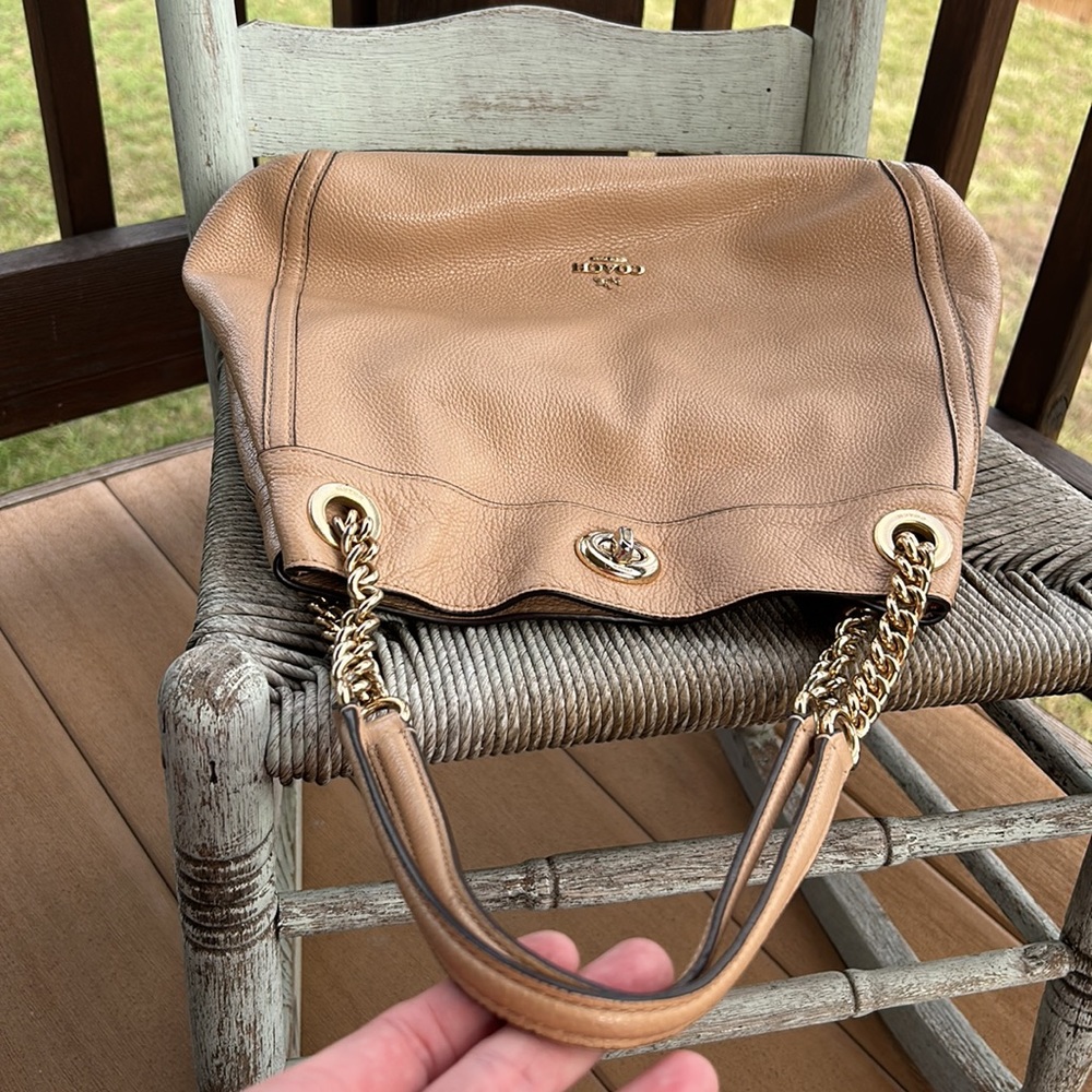 COACH Tan Edie Medium Shoulder Bag - Picture 12 of 16